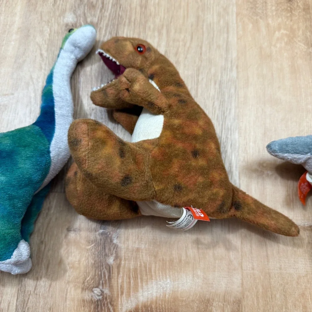 Wild Republic Dinosaur Plush Lot‎ T-Rex Brachiosaurus Triceratops 3 Piece Set